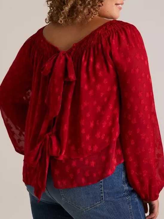 torrid Tops - Torrid NWT Festi Red Star Print Tie Back Long Sleeve Flowy Blouse Size 3X